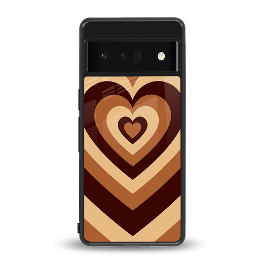 Y2K Brown Hearts back phone cover | glass case for google pixel 6 pro