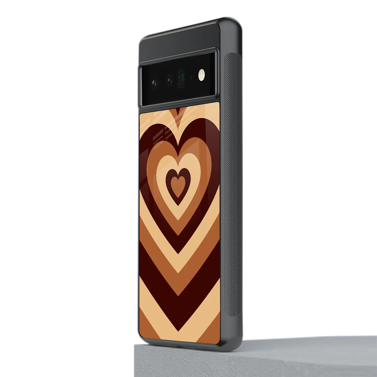 Y2K Brown Hearts stylish phone case for google pixel 6 pro | glossy glass and slim fit