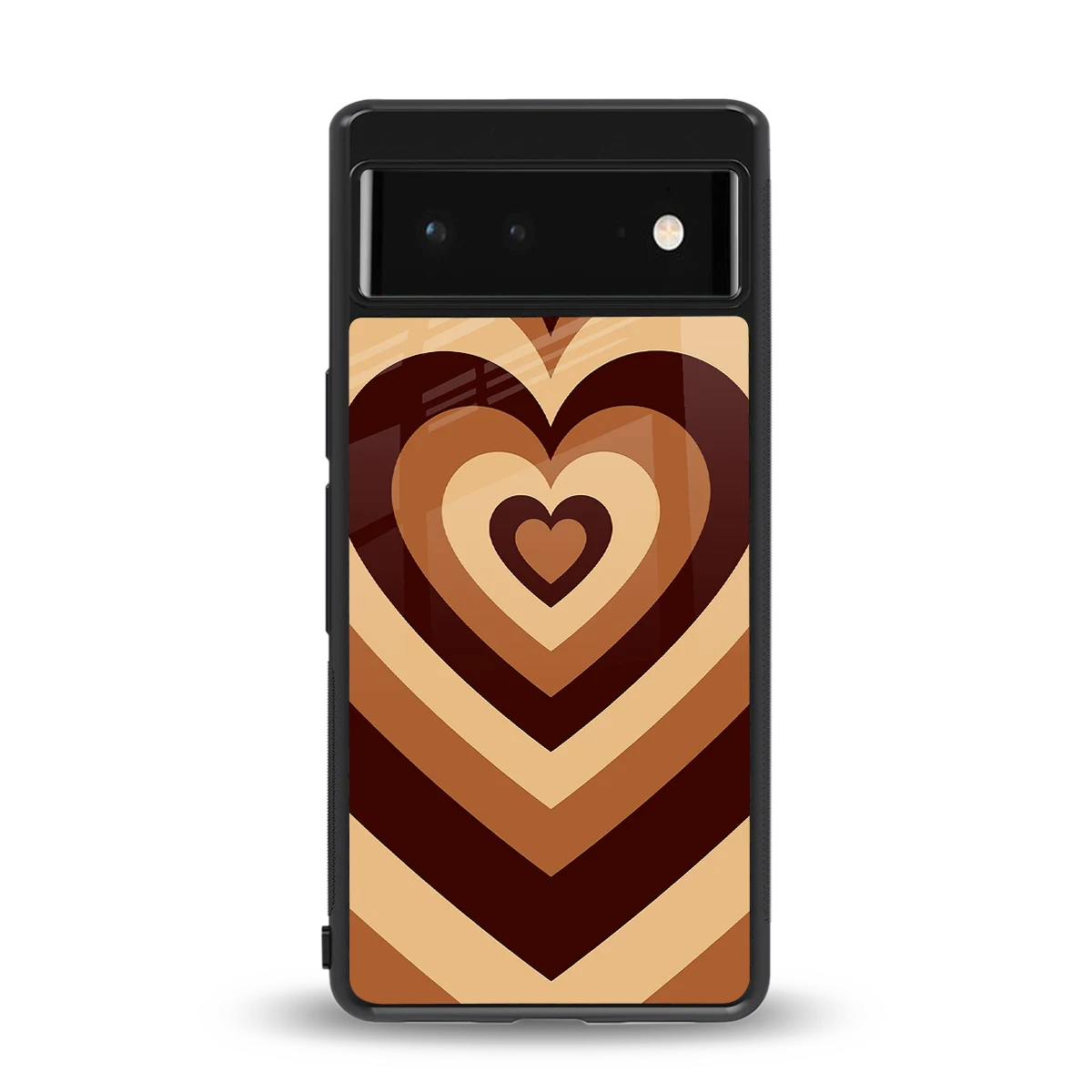 Y2K Brown Hearts back phone cover | glass case for google pixel 6