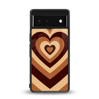 Y2K Brown Hearts back phone cover | glass case for google pixel 6