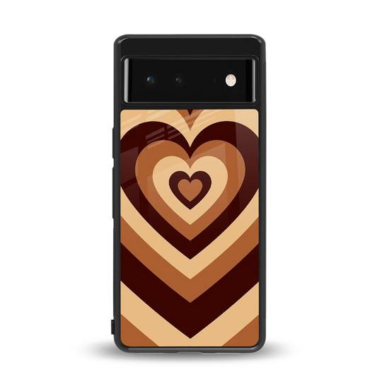 Y2K Brown Hearts back phone cover | glass case for google pixel 6