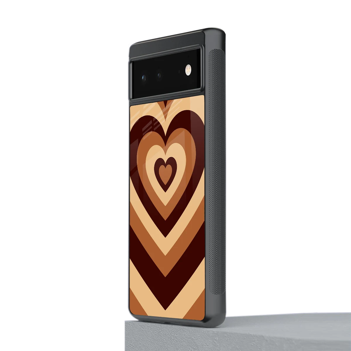 Y2K Brown Hearts stylish phone case for google pixel 6a | glossy glass and slim fit