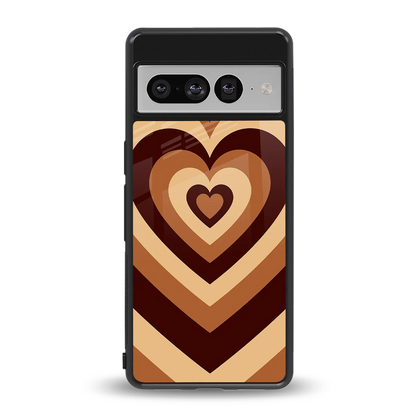 Y2K Brown Hearts back phone cover | glass case for google pixel 7 pro