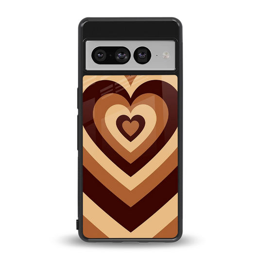Y2K Brown Hearts back phone cover | glass case for google pixel 7 pro