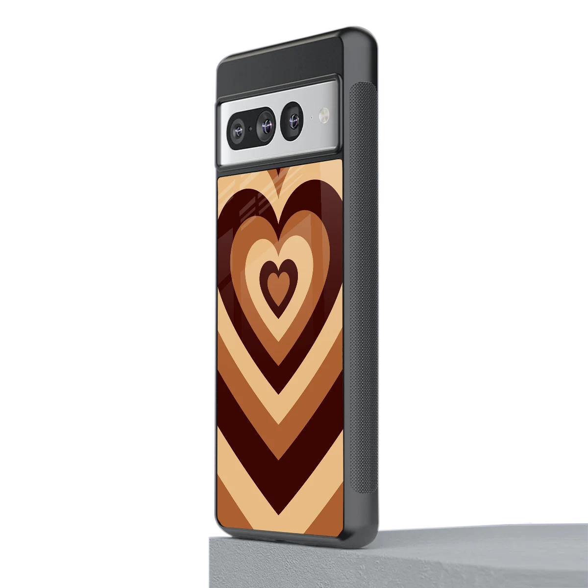 Y2K Brown Hearts stylish phone case for google pixel 7 pro | glossy glass and slim fit