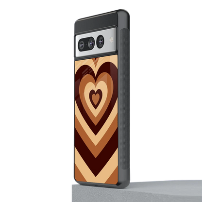 Y2K Brown Hearts stylish phone case for google pixel 7 pro | glossy glass and slim fit