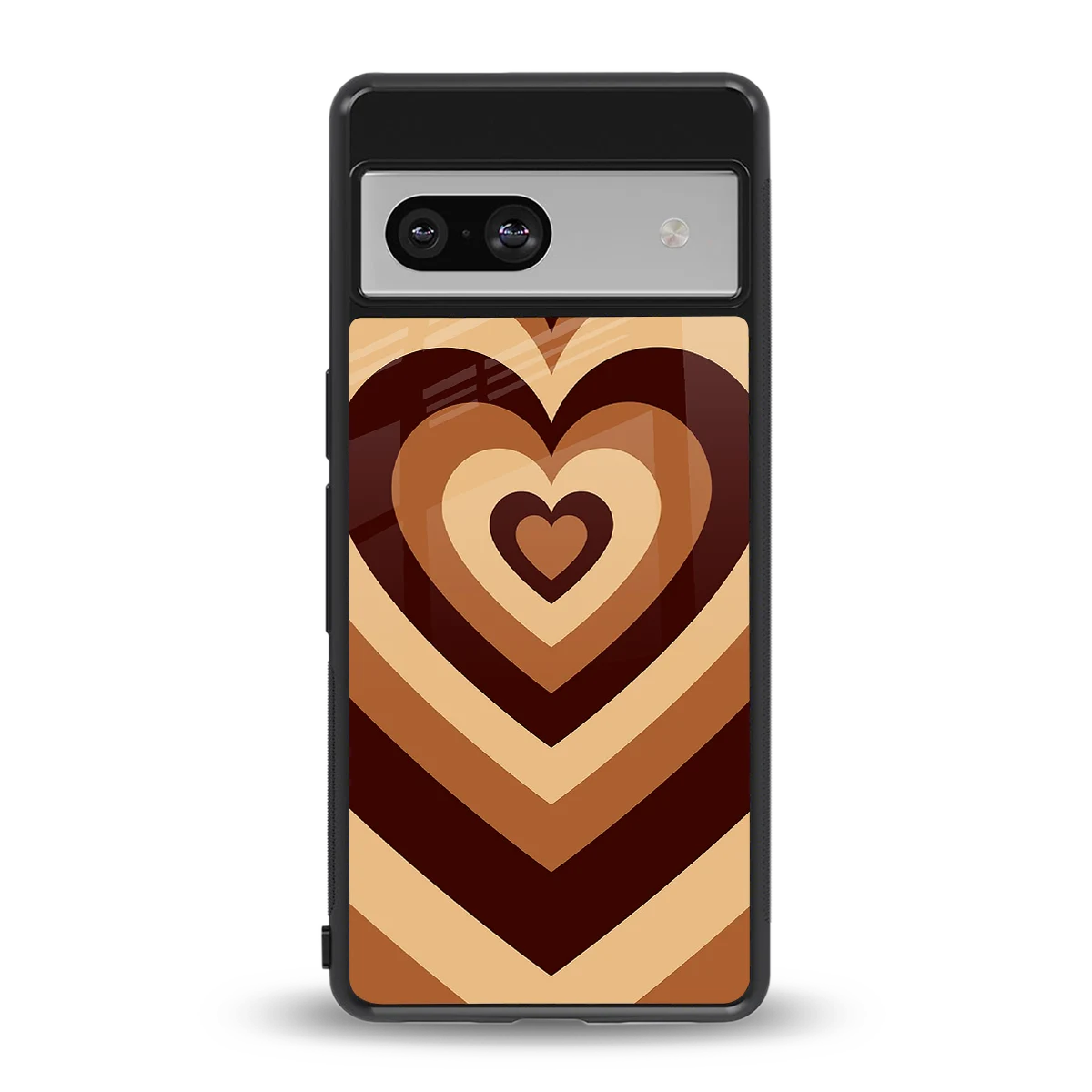 Y2K Brown Hearts back phone cover | glass case for google pixel 7a