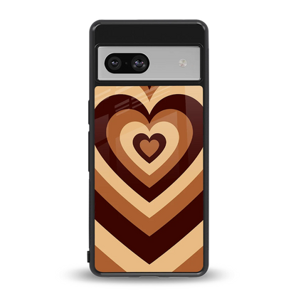 Y2K Brown Hearts back phone cover | glass case for google pixel 7a
