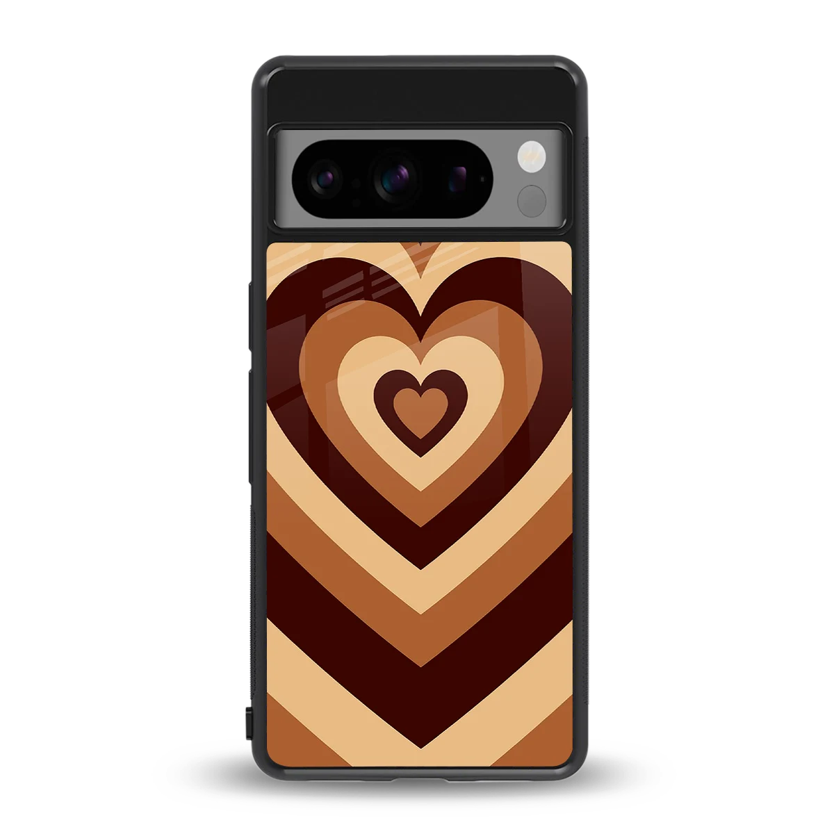 Y2K Brown Hearts back phone cover | glass case for google pixel 8 pro