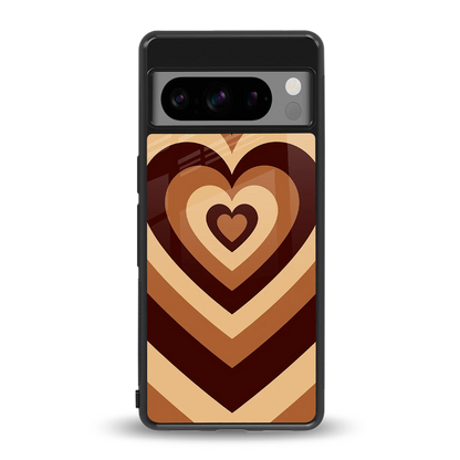 Y2K Brown Hearts back phone cover | glass case for google pixel 8 pro