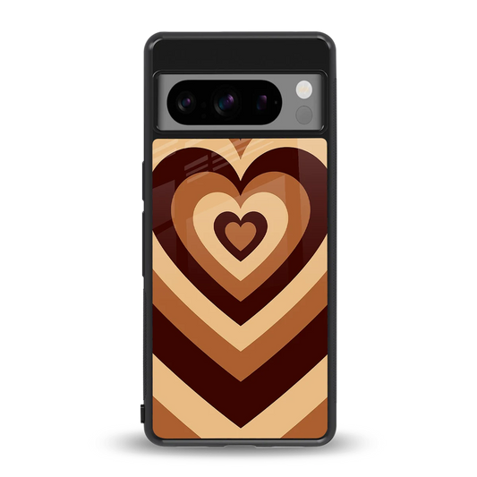 Y2K Brown Hearts back phone cover | glass case for google pixel 8 pro