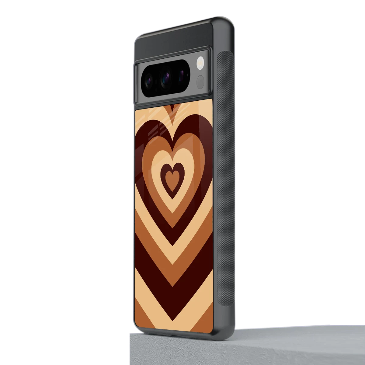 Y2K Brown Hearts stylish phone case for google pixel 8 pro | glossy glass and slim fit