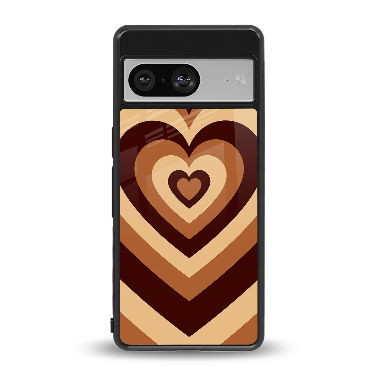 Y2K Brown Hearts back phone cover | glass case for google pixel 8