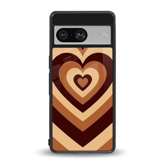 Y2K Brown Hearts back phone cover | glass case for google pixel 8