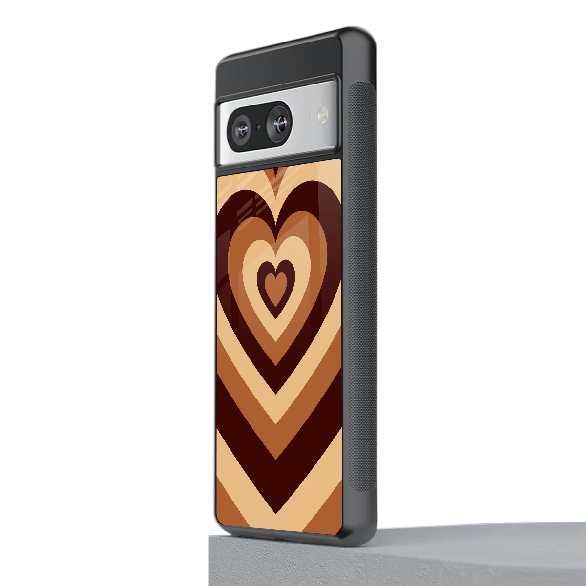 Y2K Brown Hearts stylish phone case for google pixel 8 | glossy glass and slim fit
