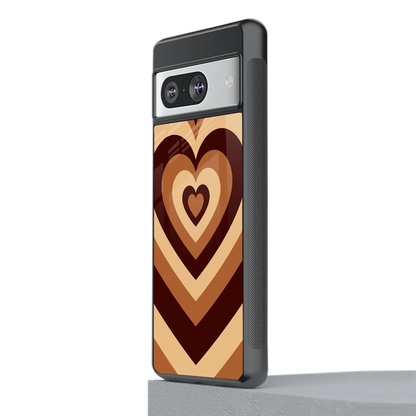 Y2K Brown Hearts stylish phone case for google pixel 8 | glossy glass and slim fit