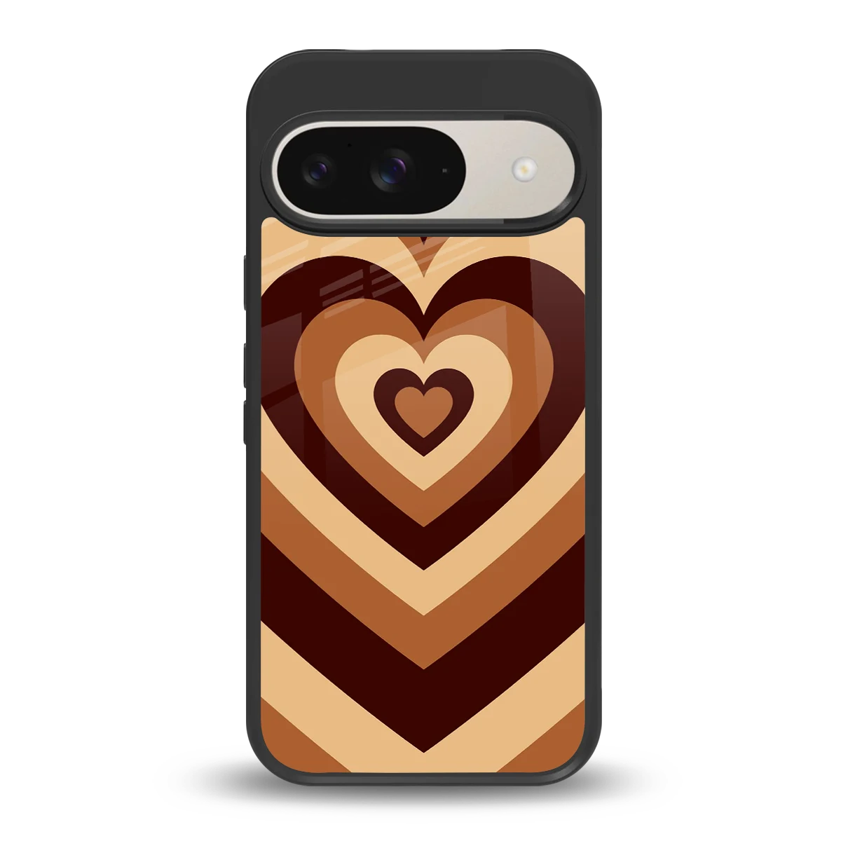 Y2K Brown Hearts back phone cover | glass case for google pixel 9