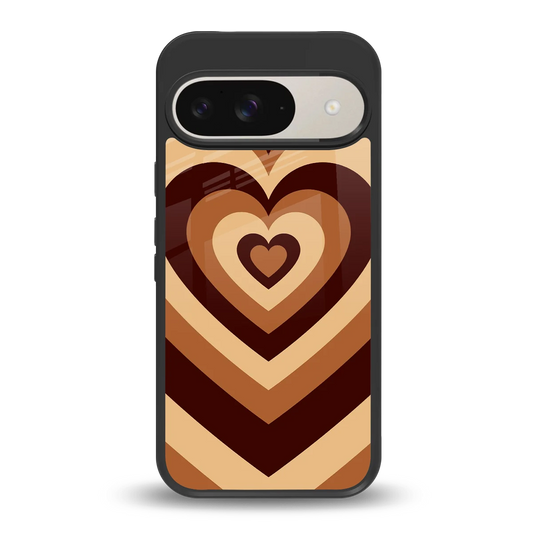 Y2K Brown Hearts back phone cover | glass case for google pixel 9