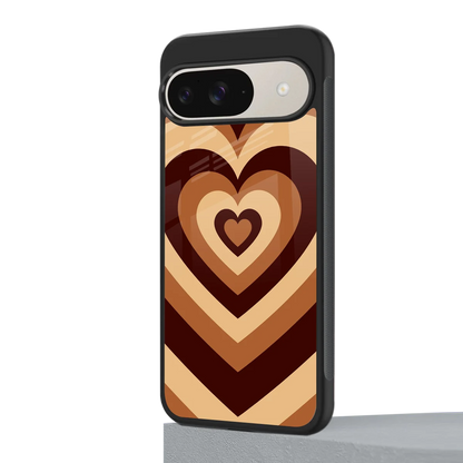 Y2K Brown Hearts google pixel 9 mobile cover | shockproof glass phone case