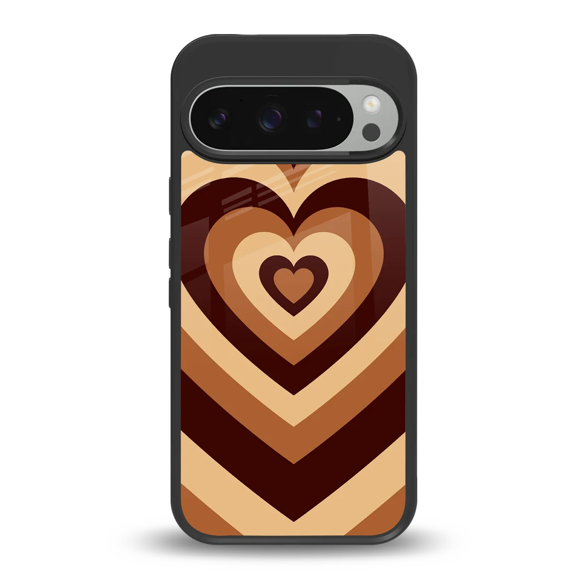 Y2K Brown Hearts back phone cover | glass case for google pixel 9 pro