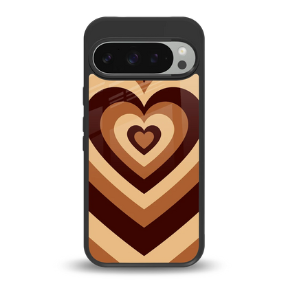 Y2K Brown Hearts back phone cover | glass case for google pixel 9 pro
