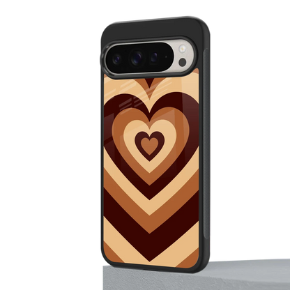 Y2K Brown Hearts google pixel 9 pro mobile cover | shockproof glass phone case