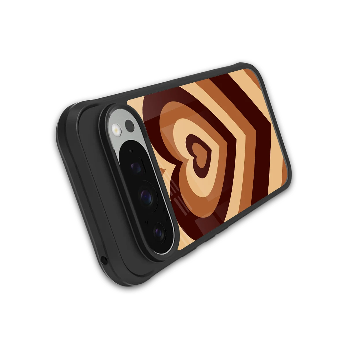 Y2K Brown Hearts stylish phone case for google pixel 9 pro | glossy glass and slim fit