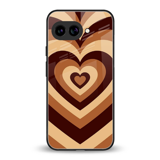 Y2K Brown Hearts back phone cover | glass case for google pixel 9a