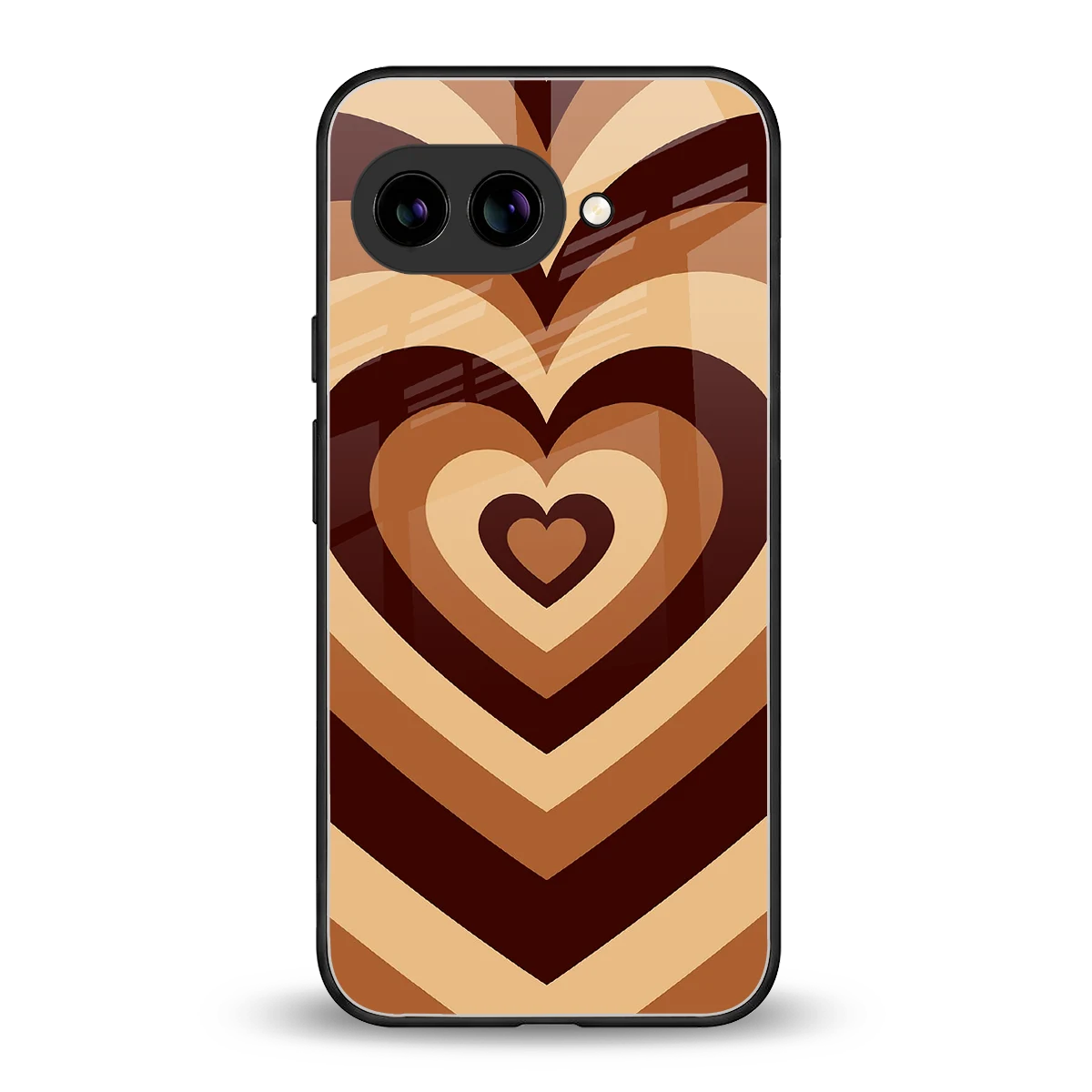 Y2K Brown Hearts back phone cover | glass case for google pixel 10a