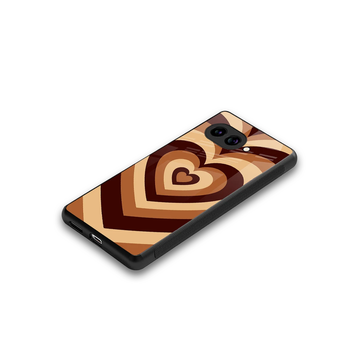 Y2K Brown Hearts stylish phone case for google pixel 10a | glossy glass and slim fit