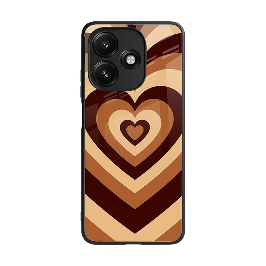 Y2K Brown Hearts back phone cover | glass case for redmi 12 5g