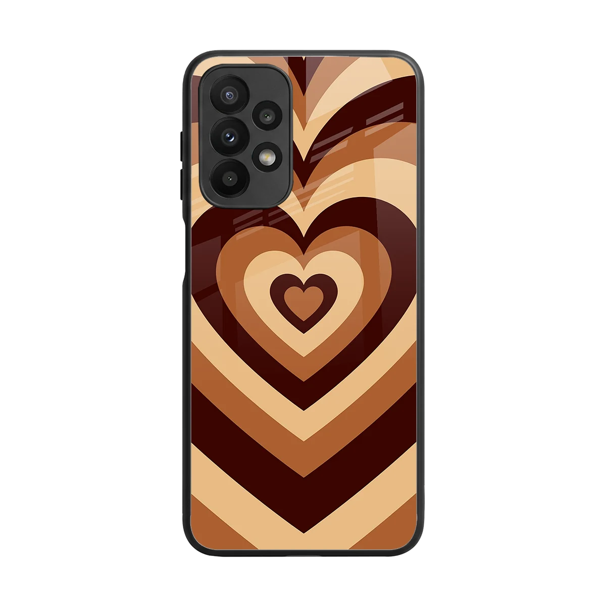 Y2K Brown Hearts back phone cover | glass case for samsung galaxy a23