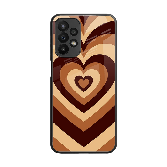 Y2K Brown Hearts back phone cover | glass case for samsung galaxy a23