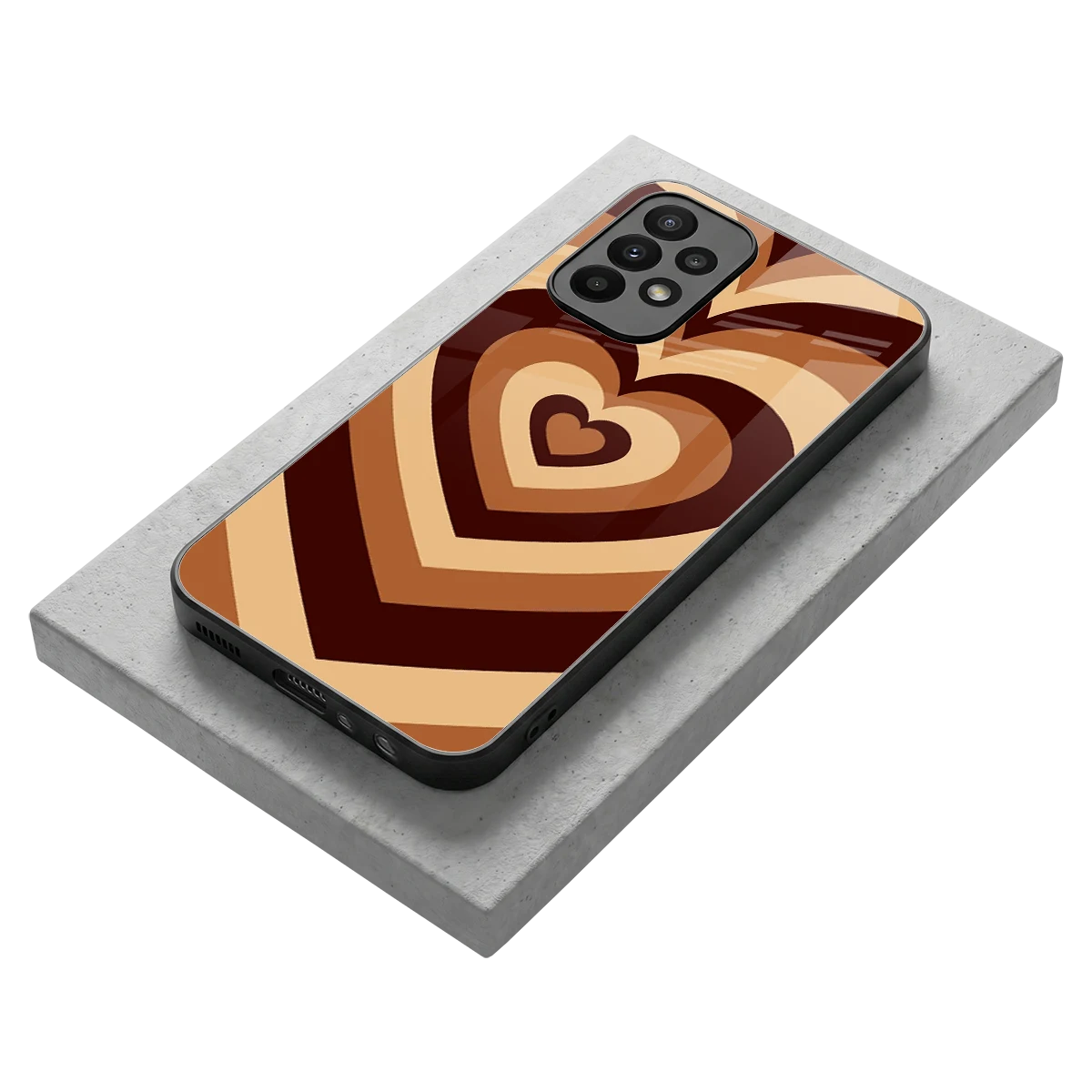 Y2K Brown Hearts stylish phone case for samsung galaxy a23 | glossy glass and slim fit