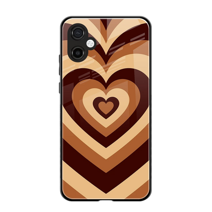 Y2K Brown Hearts back phone cover | glass case for samsung galaxy a06 5g