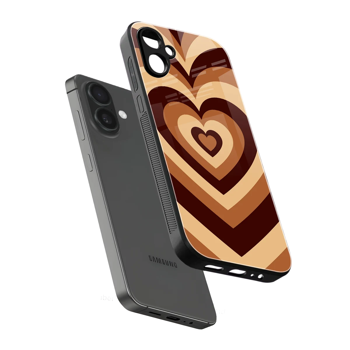 Y2K Brown Hearts sleek samsung galaxy a06 5g cover with tempered glass back and TPU edges