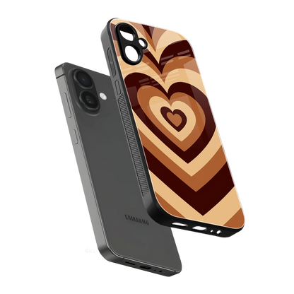 Y2K Brown Hearts sleek samsung galaxy a06 5g cover with tempered glass back and TPU edges