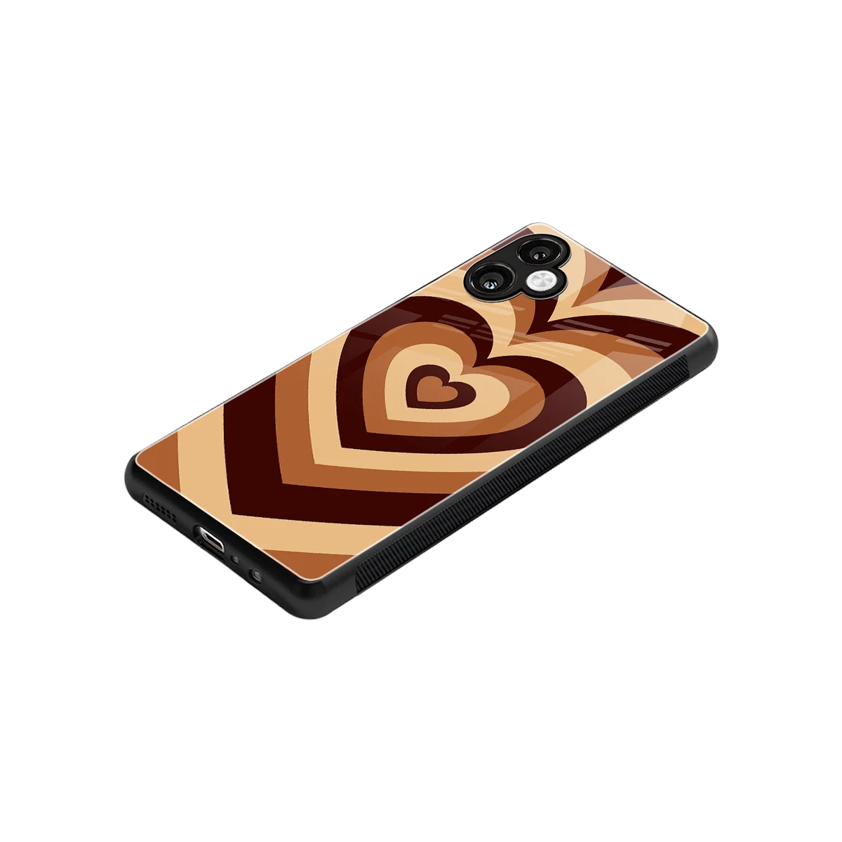 Y2K Brown Hearts stylish phone case for samsung galaxy a06 5g | glossy glass and slim fit