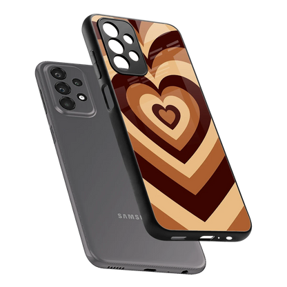 Y2K Brown Hearts sleek samsung galaxy a23 cover with tempered glass back and TPU edges