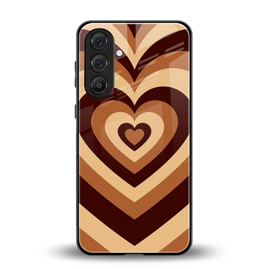 Y2K Brown Hearts back phone cover | glass case for samsung galaxy m36 5g