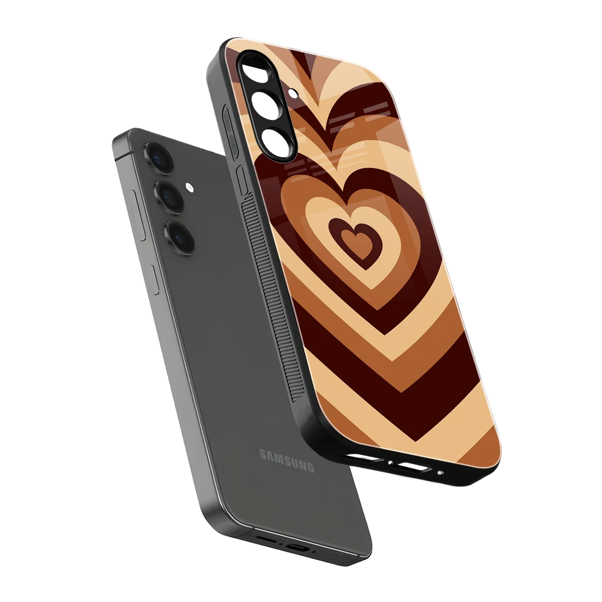Y2K Brown Hearts sleek samsung galaxy a16 5g cover with tempered glass back and TPU edges