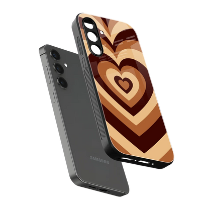 Y2K Brown Hearts sleek samsung galaxy a16 5g cover with tempered glass back and TPU edges