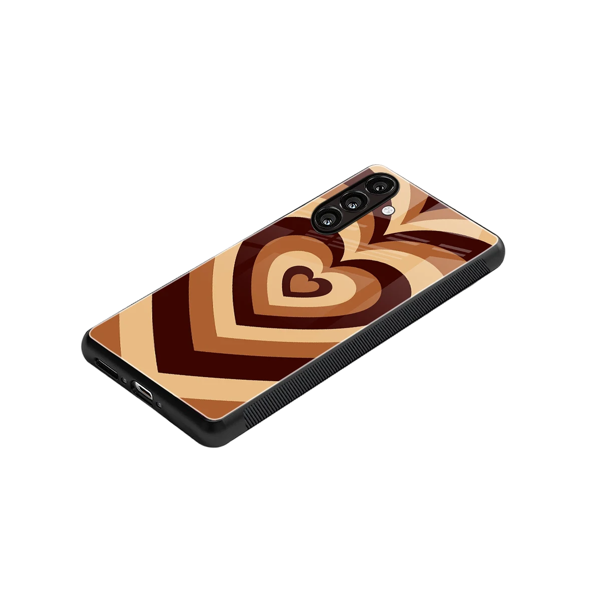 Y2K Brown Hearts stylish phone case for samsung galaxy a37 5g | glossy glass and slim fit