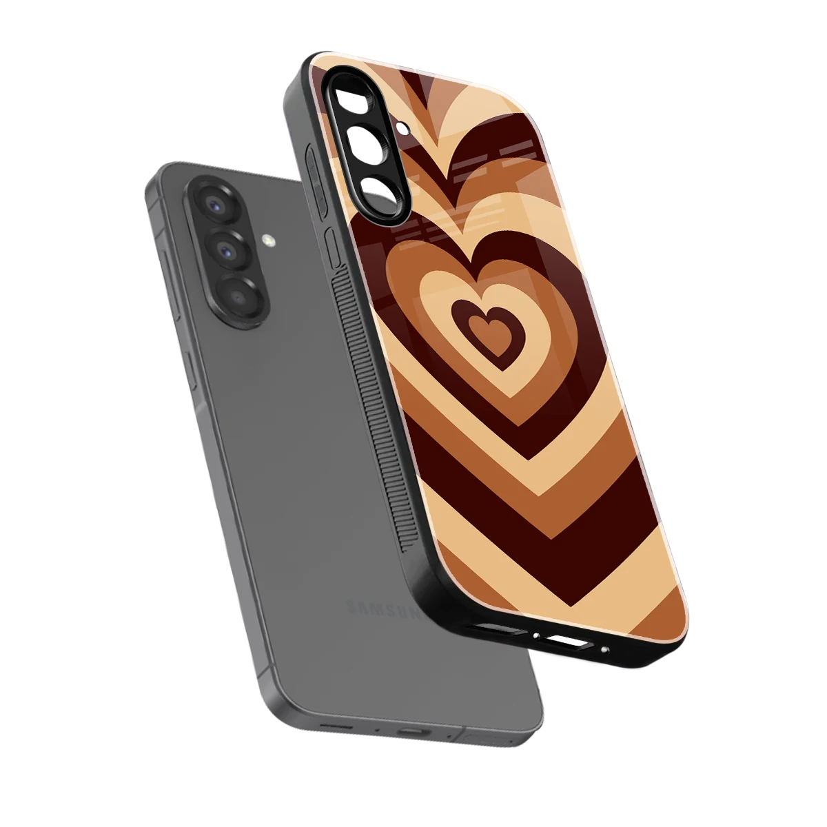 Y2K Brown Hearts sleek samsung galaxy a37 5g cover with tempered glass back and TPU edges