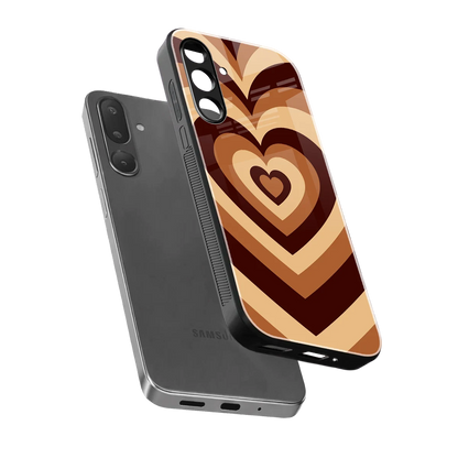 Y2K Brown Hearts sleek samsung galaxy m36 5g cover with tempered glass back and TPU edges