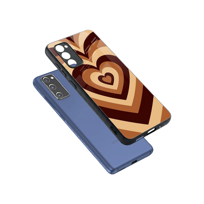Y2K Brown Hearts sleek samsung galaxy s20 fe cover with tempered glass back and TPU edges