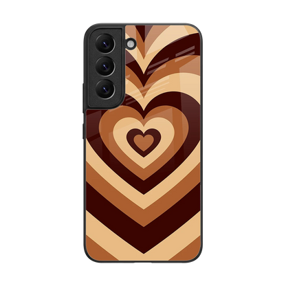 Y2K Brown Hearts back phone cover | glass case for samsung galaxy s22