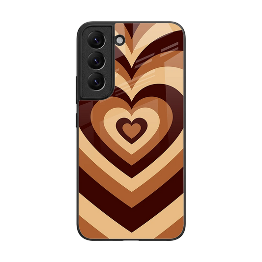 Y2K Brown Hearts back phone cover | glass case for samsung galaxy s22