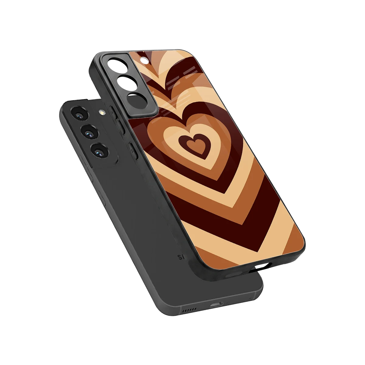 Y2K Brown Hearts sleek samsung galaxy s22 cover with tempered glass back and TPU edges