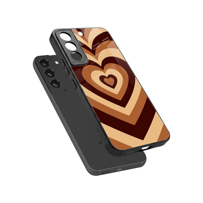 Y2K Brown Hearts sleek samsung galaxy s22 cover with tempered glass back and TPU edges